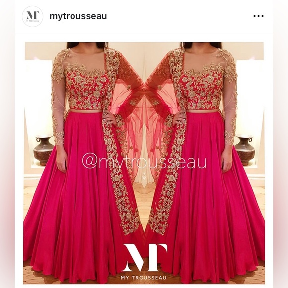 My Trousseau: Red & Gold Lehenga - Picture 1 of 5